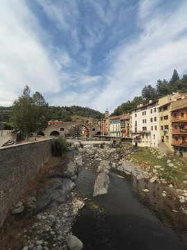 The medieval bridge over the River Ter at Camprodon, Spain