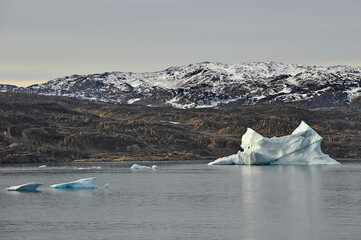 Drifting icebergs. Global warming. Climate change. Antarctica, Arctic. Greenland