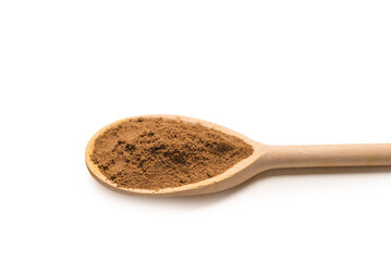 Mix spices on wooden spoon isolated.