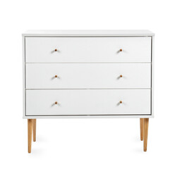 Modern chest of drawers on white background
