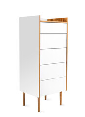 Modern chest of drawers on white background