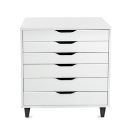 Modern chest of drawers on white background