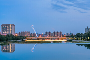 Night view of Matouqin Bridge in Hohhot, Inner Mongolia, China