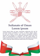 Flag of Oman, Sultanate of Oman, Western Asia. Template for award design, an official document with the flag of Oman. Bright, colorful vector illustration.
