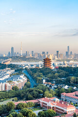 Obraz premium High-angle view of the Yellow Crane Tower in Wuhan, Hubei, China
