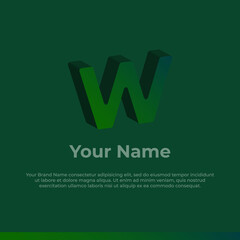 Logotype. Alphabet 3D Logo Letter W. Monogram Logo for your brand and Company