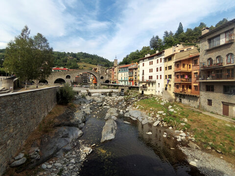 The medieval bridge over the River Ter at Camprodon, Spain