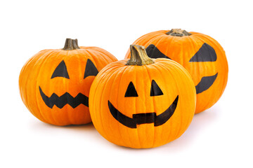 Halloween pumpkins on white background