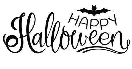 Happy Halloween text. Handwritten calligraphy text for inspirational posters, cards and social media content. phrase isolated.