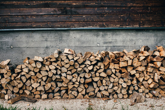 Stacked chopped wood
