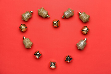 Beautiful Christmas composition on color background