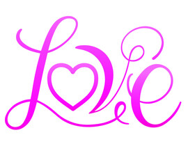 Obraz premium Love text. Romantic quote, handwritten calligraphy text for inspirational posters, cards and social media content. phrase isolated. 