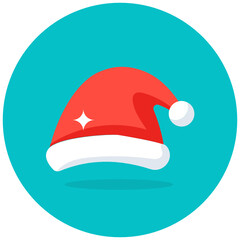 
Santa claus costume, santa hat icon in flat style 
