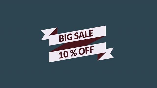 big sale 10% off motion graphic video with alpha channel transparent background. sale promotion, advertising, marketing, website. Royalty-free Stock 4K Footage.