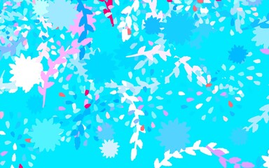 Light Blue, Red vector natural backdrop with flowers