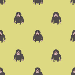 Cute gorilla seamles pattern.
 A herd of monkeys, gorily, chimpanzees are following each other