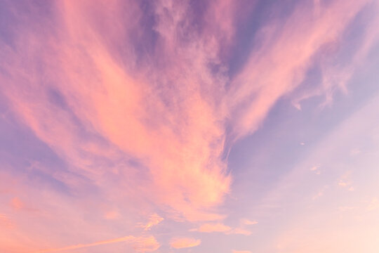 Soft clouds up in the sky during sunset