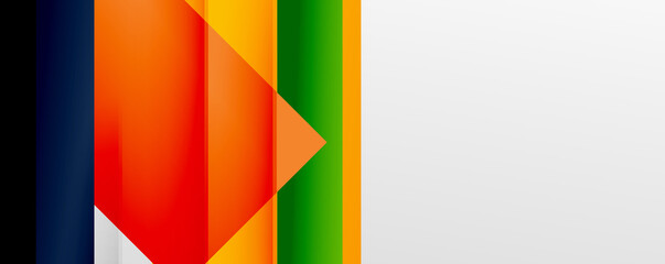 Geometric abstract backgrounds with shadow lines, modern forms, rectangles, squares and fluid gradients. Bright colorful stripes cool backdrops