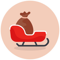 
An icon design of santa sledge in modern flat style 
