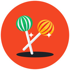 
Lollipops icon design, vector of confectionery item in flat style 
