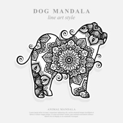 Dog Mandala Vector Line Art Style