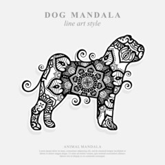 Dog Mandala Vector Line Art Style