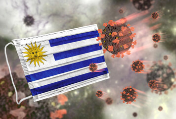 Face mask with flag of Uruguay, defending coronavirus
- 379808463