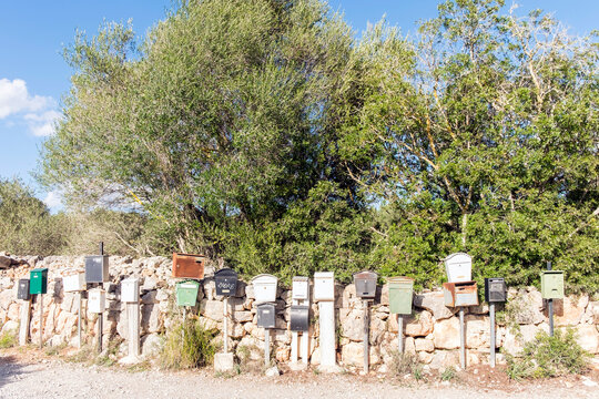 Row rural mailboxes