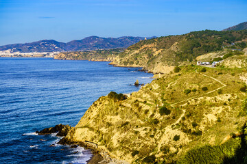 Obraz premium Spanish coast landscape, cliffs in Andalusia.