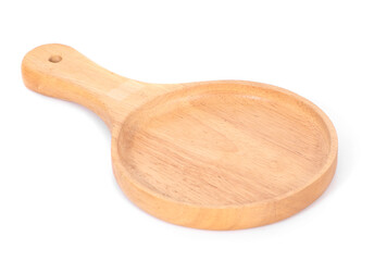 wooden pizza circle plate an  isolated on white background