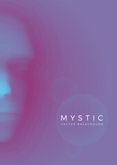 Mystical face in liquid or fog. Abstract vector background.
