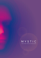 Mystical face in liquid or fog. Abstract vector background.