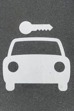 Car sharing symbol in a parking lot