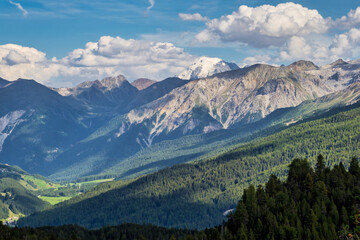 Ofenpass Fuorn at Tschierv in Val Mustair valley of canton Grisons, Switzerland