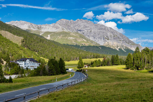 Ofenpass Fuorn at Zernez in Val Mustair valley of canton Grisons, Switzerland