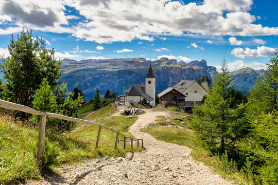 View from Sasso di Santa Croce in Dolomites, Badia valley, South Tyrol, Italy