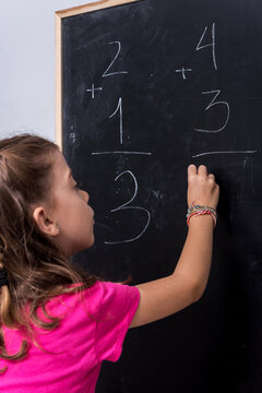 Girl drawing on chalkboard