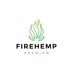 fire cannabis logo vector icon illustration