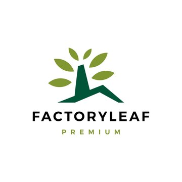 Factory Leaf Logo Vector Icon Illustration