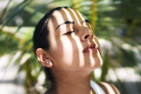 Closeup of woman meditating