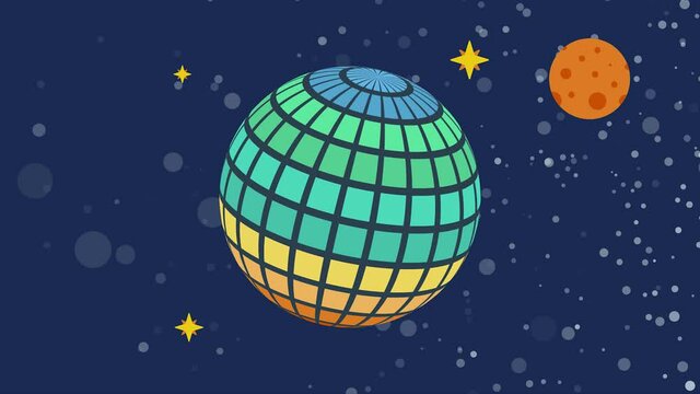Background with globe. Simple space animation. Vector animation. 4K