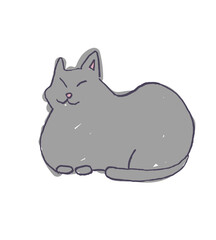 Gray cat hand writing vector illustration