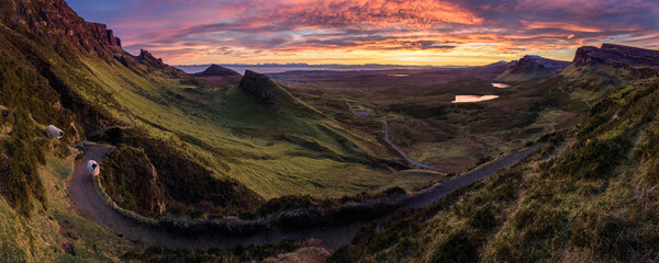 Road sign with sheep in Quiraing, Isle of Skye, Scotland