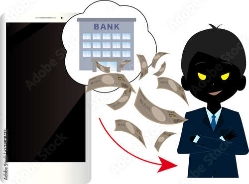 スマホから不正にお金を引き出す悪い人のイラスト Bad Guy Wall Mural Bad G Foolchico