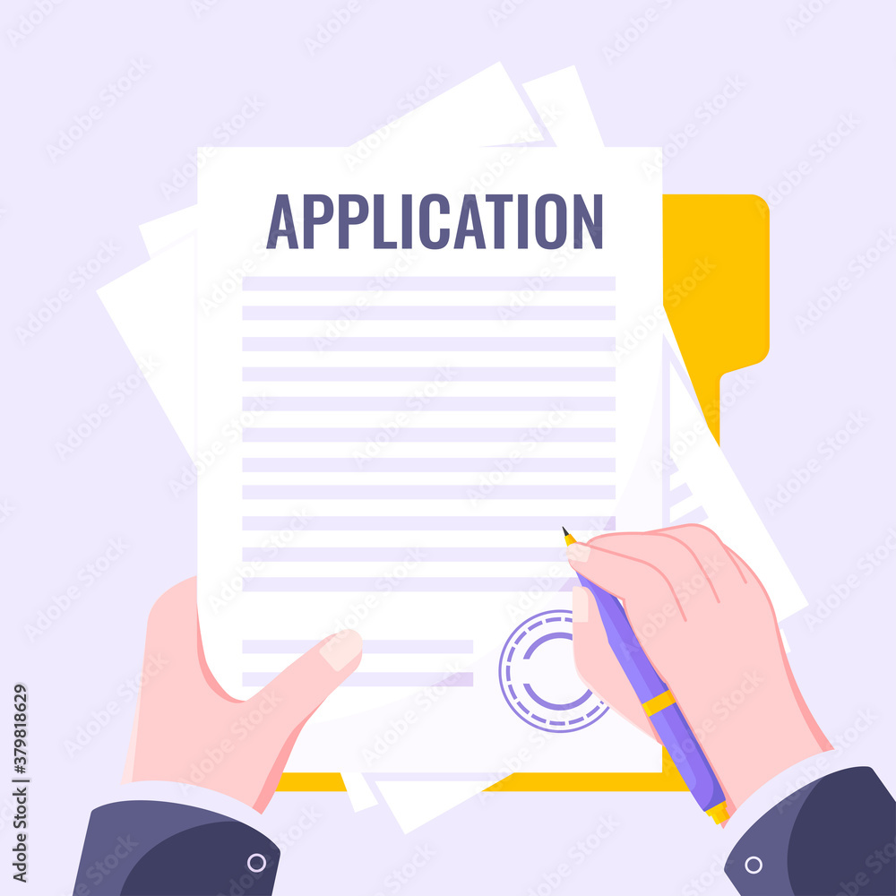 Poster application document form submit flat style design icon sign vector illustration isolated on light p
