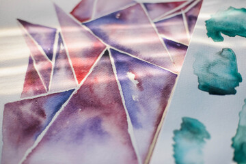 Watercolor Triangle and Swatch Close Up