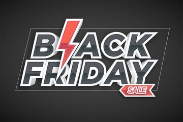 Naklejka na ściany i meble Black Friday sale with 3d effect concept for trendy flayer and banner template promotion market online