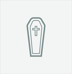 halloween icon, dead box coffin with cross