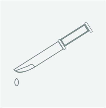 halloween icon, knife with blood stain