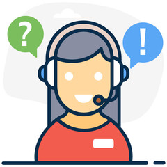 
Customer services icon in modern flat style, helpline
